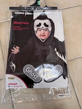 Spirit Infant Ghost Face Costume - Black and White